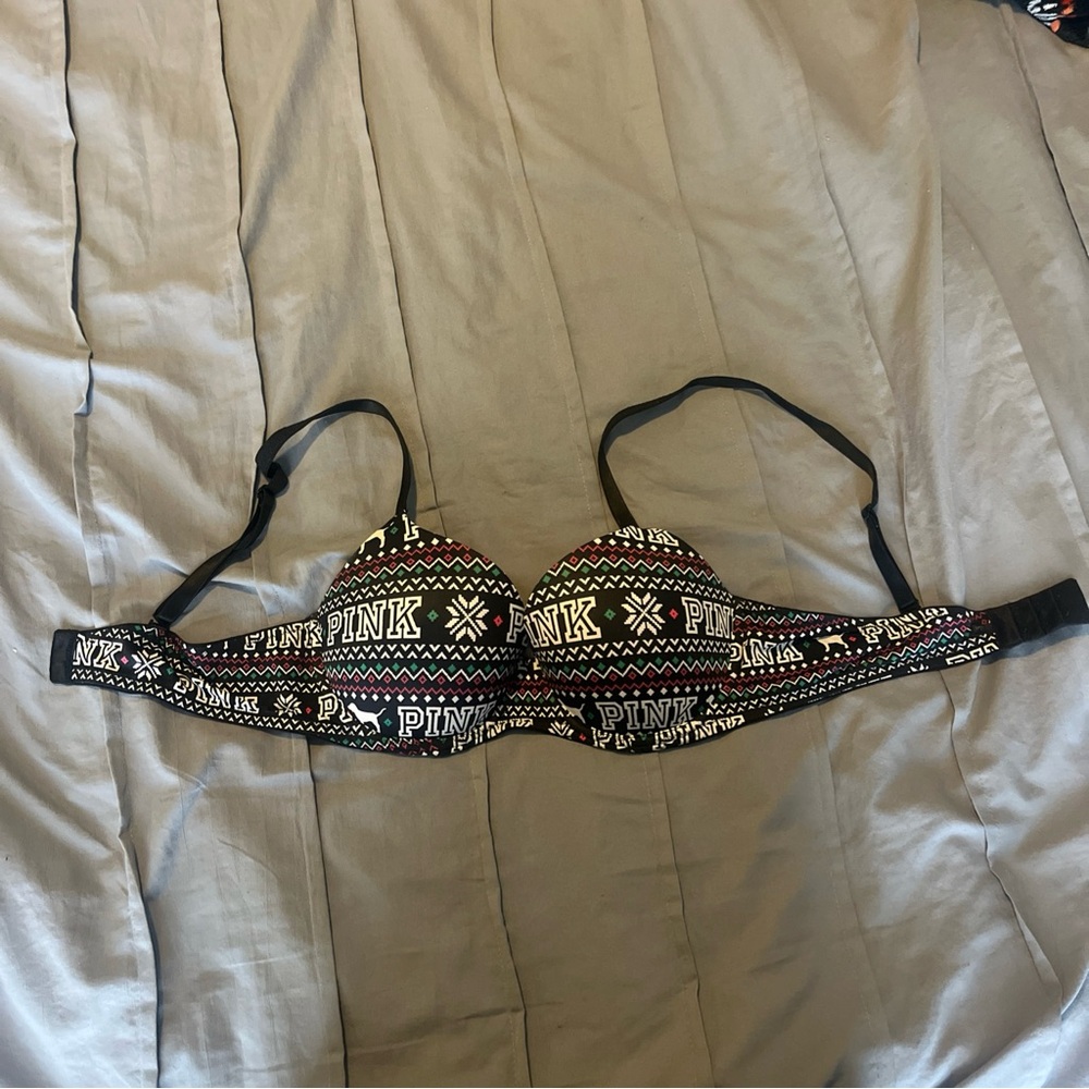 PINK Victoria's Secret Patterned Black Bra
